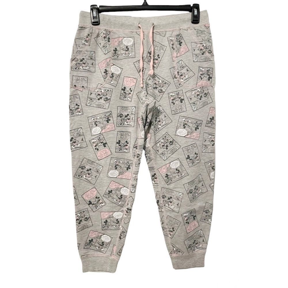 Disney Sleepwear Mickey & Minnie Grey & Pink Sweatpants Women’s Size Large - Picture 1 of 7